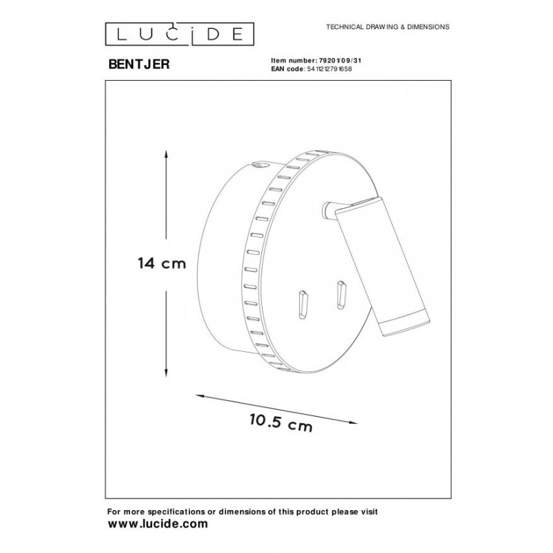 Lucide Kinkiet BENTJER 79201/09/31 biały