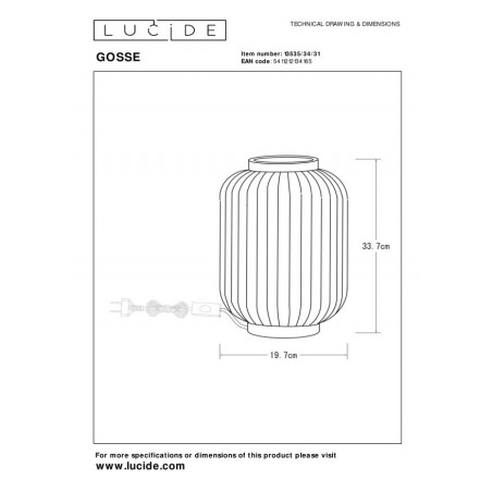 Lucide Lampa stołowa LGOSSE 13535/34/31 biały