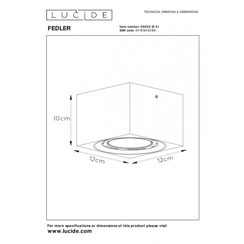 Lucide Lampa natynkowa FEDLER 09922/12/31 biały
