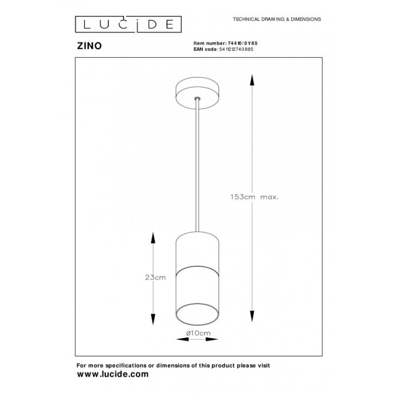 Lucide Lampa wisząca nowoczesna ZINO 74410/01/65 czarny