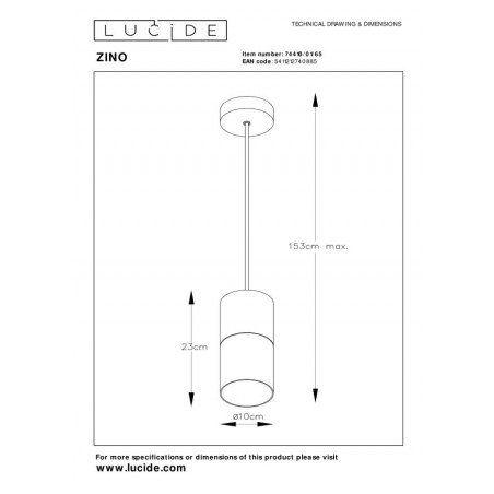 Lucide Lampa wisząca nowoczesna ZINO 74410/01/65 czarny