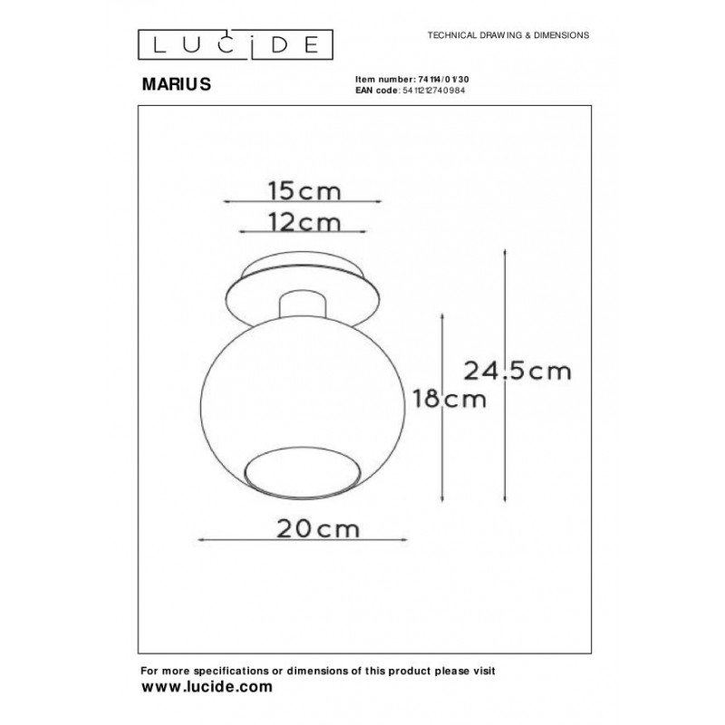 Lucide Lampa natynkowa MARIUS 74114/01/30 czarny, szary i odcienie szarości