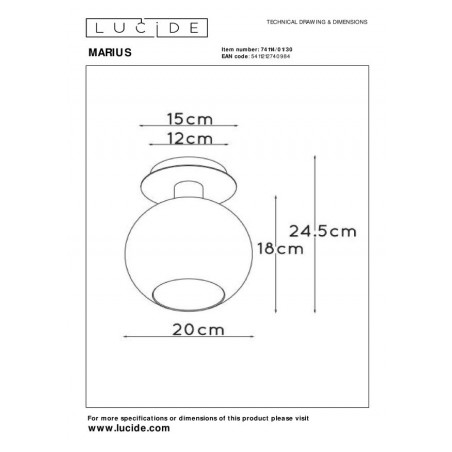Lucide Lampa natynkowa MARIUS 74114/01/30 czarny, szary i odcienie szarości