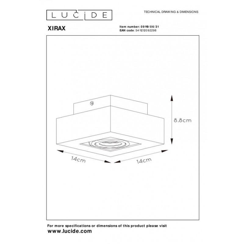 Lucide Lampa natynkowa XIRAX 09119/06/31 biały, czarny