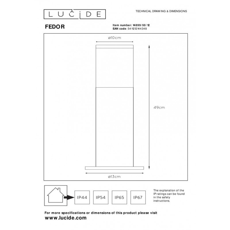 Lucide Lampa zewnętrzna stojąca FEDOR 14899/50/12 srebrny i odcienie srebra