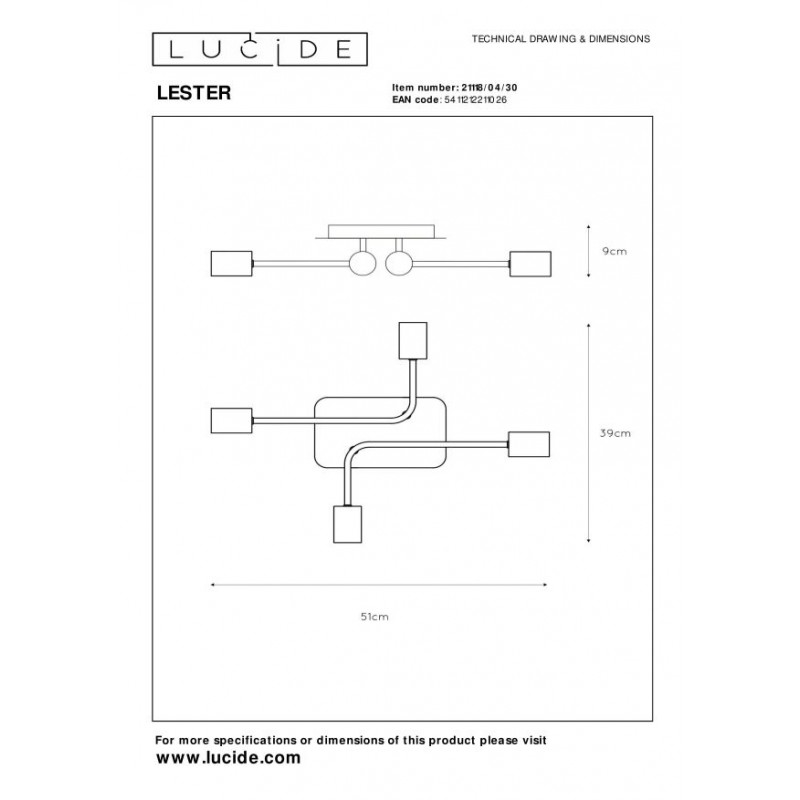 Lucide Lampa natynkowa LESTER 21118/04/30 czarny