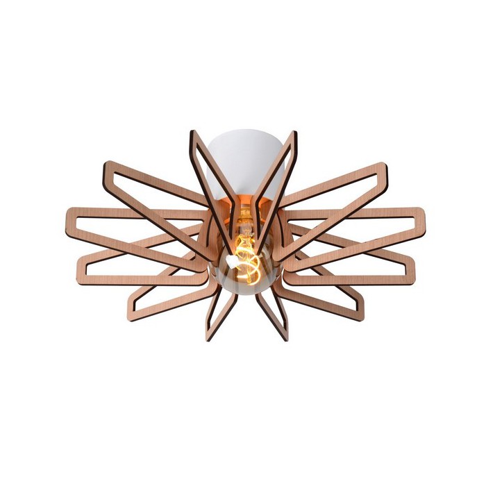 Lucide Lampa natynkowa ZIDANE 77184/45/31 biały, drewno jasne i ciemne