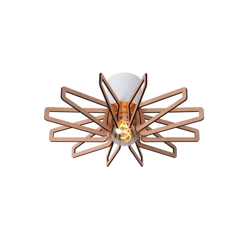 Lucide Lampa natynkowa ZIDANE 77184/45/31 biały, drewno jasne i ciemne