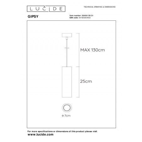Lucide Lampa wisząca nowoczesna GIPSY 35400/25/31 biały