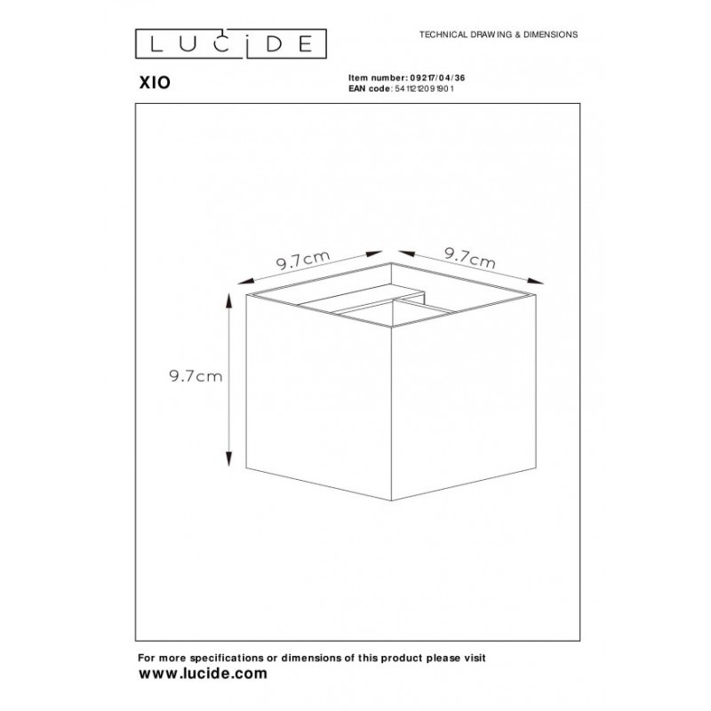 Lucide Kinkiet XIO 09217/04/36 szary i odcienie szarości