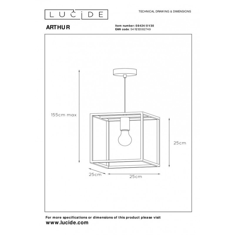 Lucide Lampa wisząca nowoczesna ARTHUR 08424/01/30 czarny, miedziany