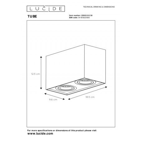 Lucide Lampa natynkowa TUBE 22953/02/30 czarny