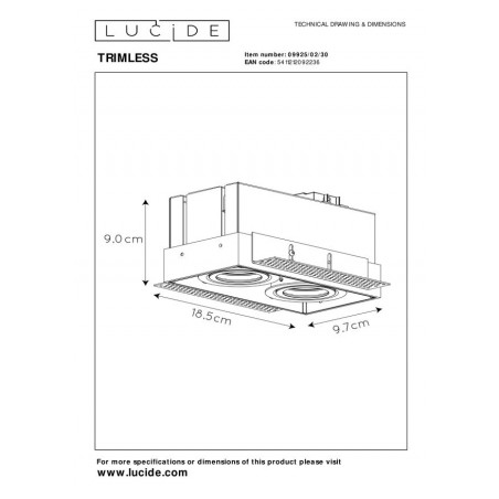 Lucide Lampa wpuszczana TRIMLESS 09925/02/30 czarny