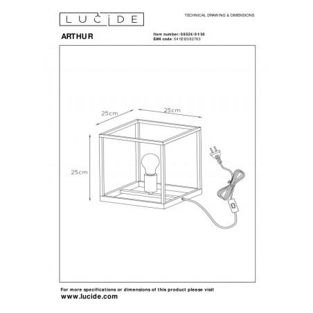 Lucide Lampa stołowa ARTHUR 08524/01/30 czarny, miedziany