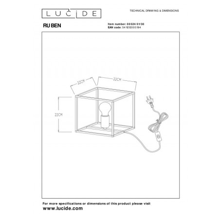 Lucide Lampa stołowa RUBEN 00524/01/30 czarny, złoty i odcienie złota