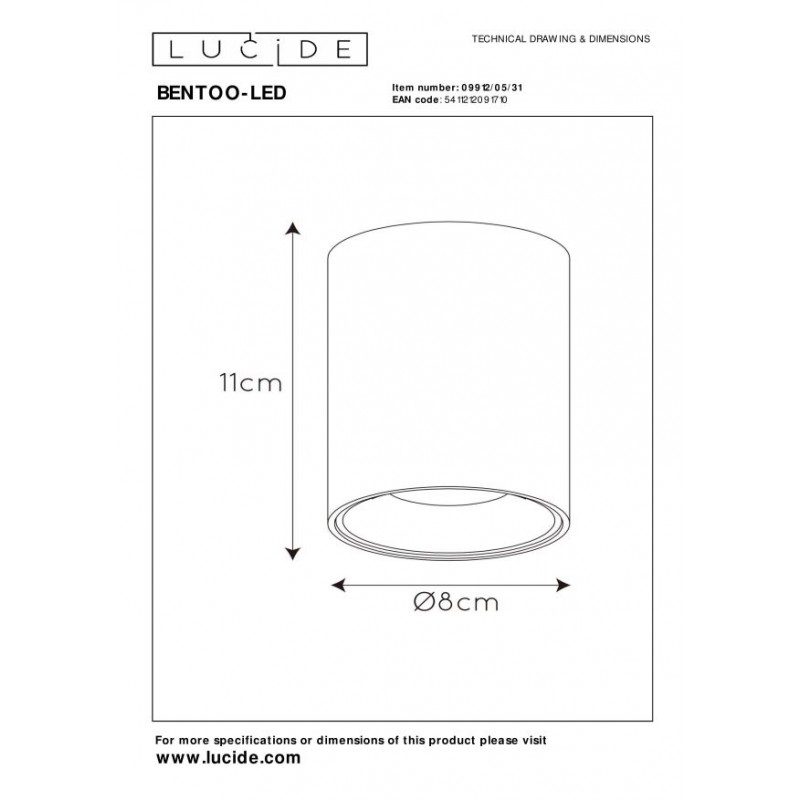 Lucide Lampa natynkowa BENTOO-LED 09912/05/31 biały