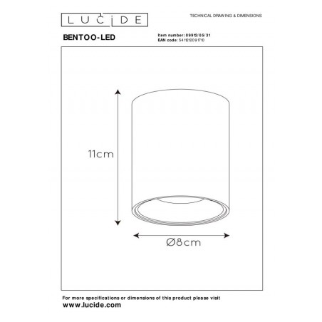 Lucide Lampa natynkowa BENTOO-LED 09912/05/31 biały