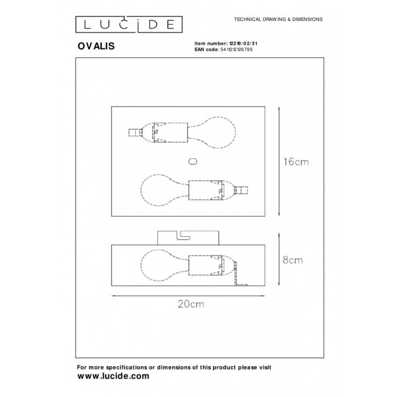 Lucide Kinkiet OVALIS 12219/02/31 biały