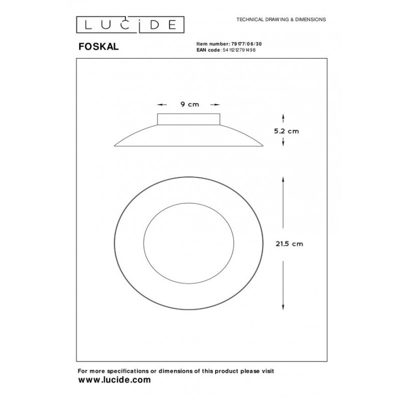 Lucide Lampa natynkowa LED FOSKAL 79177/06/30 czarny