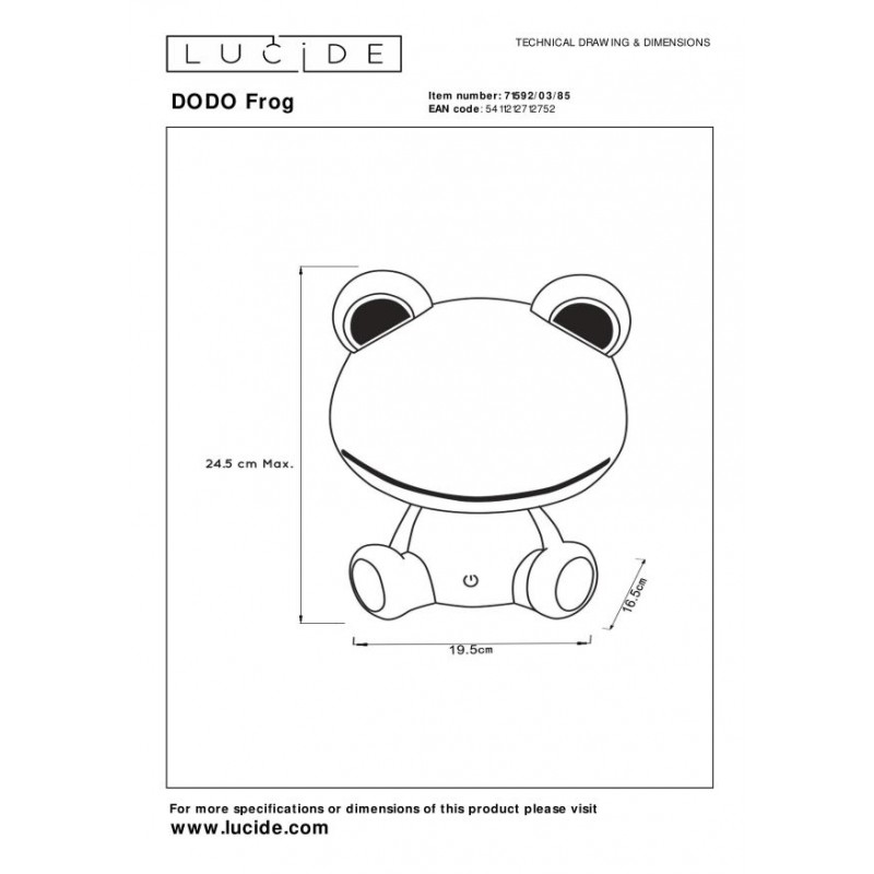 Lucide Lampa stołowa DODO Frog 71592/03/85 zielony