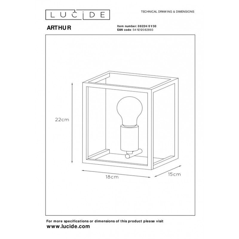Lucide Kinkiet ARTHUR 08224/01/30 czarny, miedziany