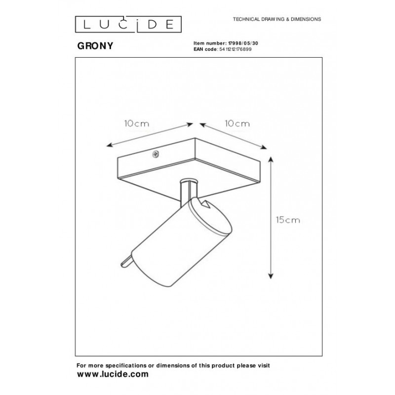Lucide Reflektor ścienny GRONY 17998/05/30 czarny, złoty i odcienie złota