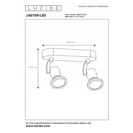 Lucide Reflektor sufitowy JASTER LED 11903/10/30 czarny