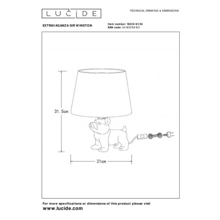Lucide Lampa stołowa EXTRAVAGANZA SIR WINSTON 13533/81/30 czarny