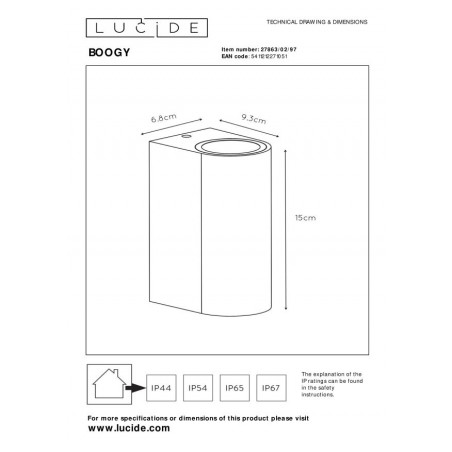 Lucide Lampa zewnętrzna ścienna BOOGY 27863/02/97 brązowy i odcienie brązu