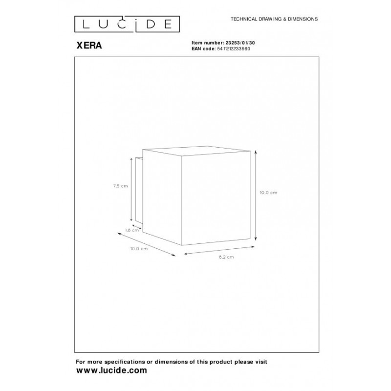 Lucide Kinkiet XERA 23253/01/30 czarny