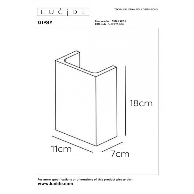 Lucide Kinkiet GIPSY 35201/18/31 biały