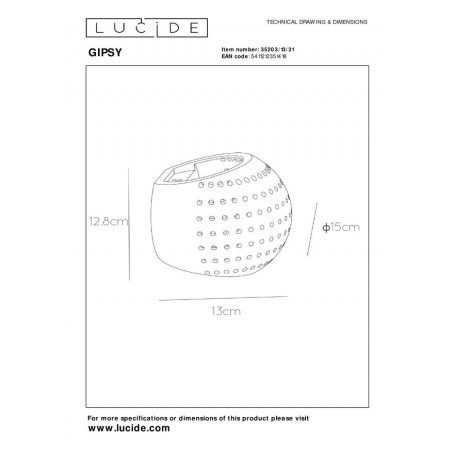 Lucide Kinkiet GIPSY 35203/13/31 biały
