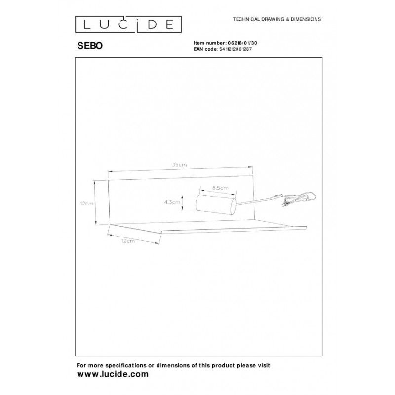 Lucide Kinkiet SEBO 06218/01/30 czarny