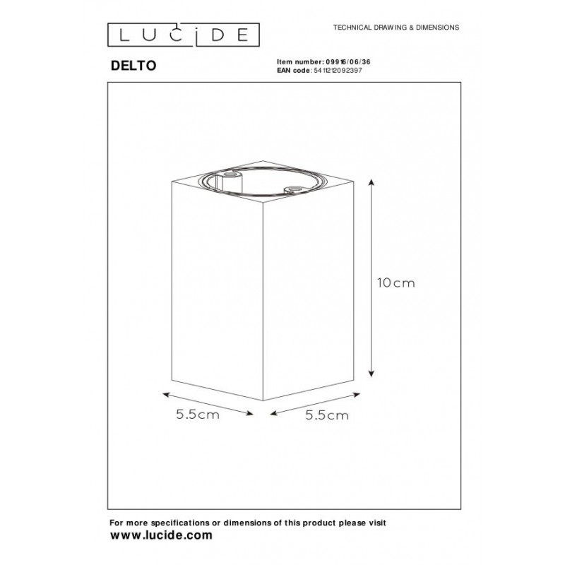 Lucide Lampa natynkowa DELTO LED 09916/06/36 szary i odcienie szarości