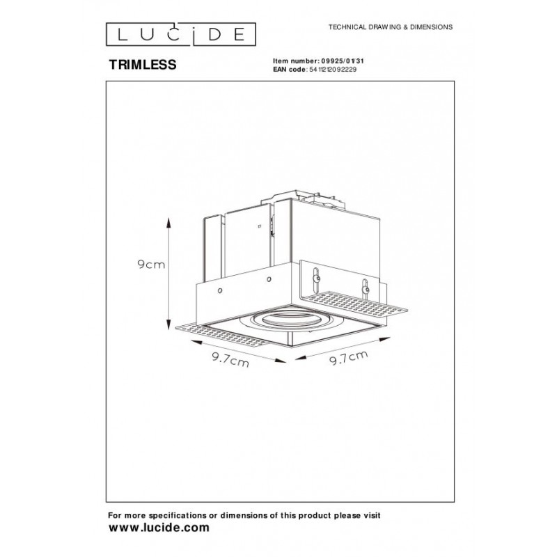 Lucide Lampa wpuszczana TRIMLESS 09925/01/31 biały