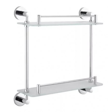 Stella Classic Półka prosta podwójna chrom / szkło matowe