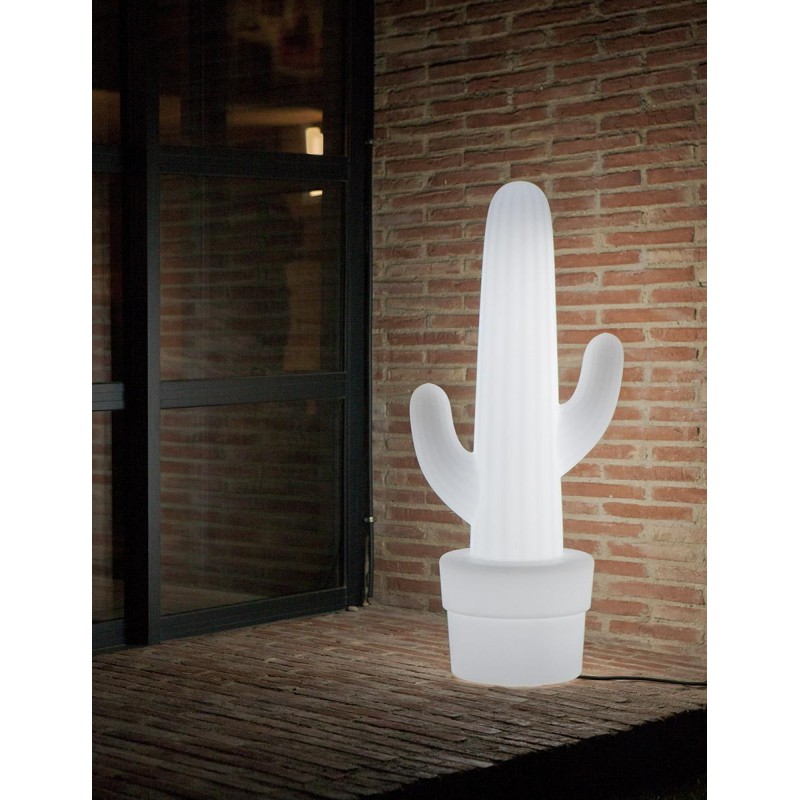 NEW GARDEN lampa ogrodowa KAKTUS biała - LED, sterowanie pilotem, wbudowana bateria