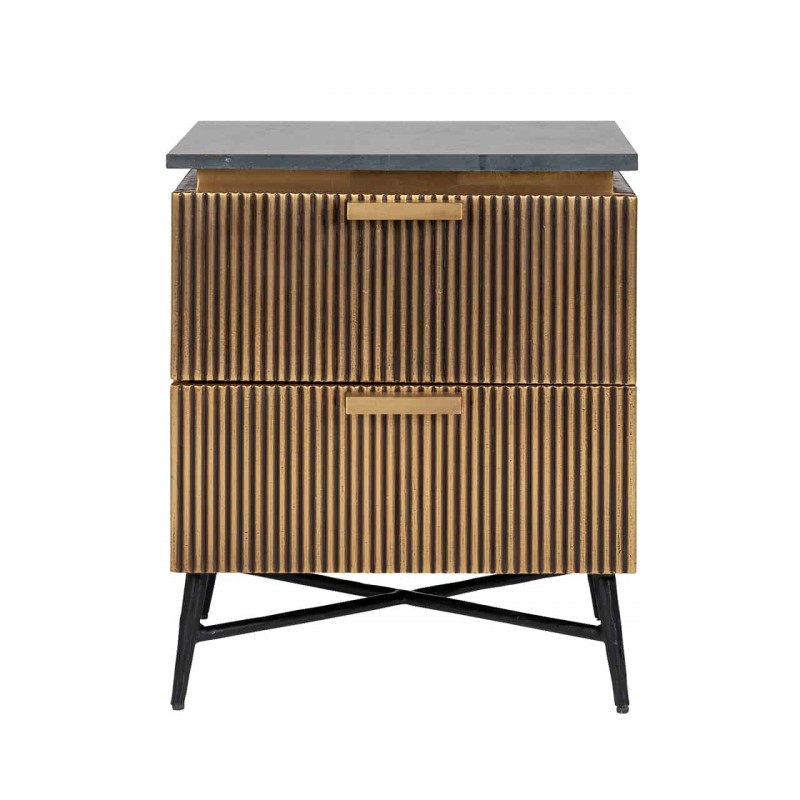 RICHMOND szafka nocna IRONVILLE - marmur, metal, MDF, sklejka brzozowa