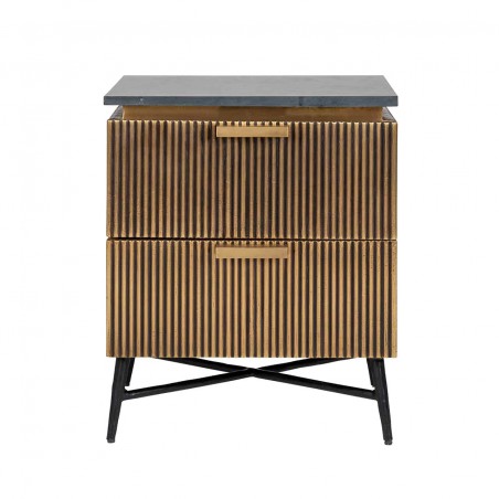 RICHMOND szafka nocna IRONVILLE - marmur, metal, MDF, sklejka brzozowa