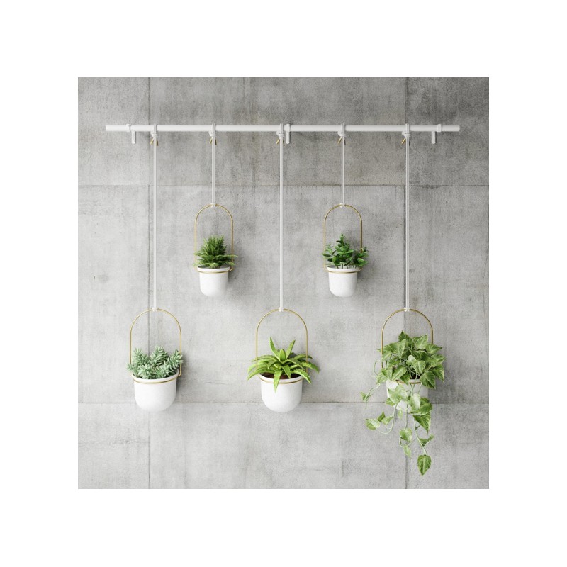 UMBRA donica wisząca TRIFLORA 5 LARGE biała / mosiądz