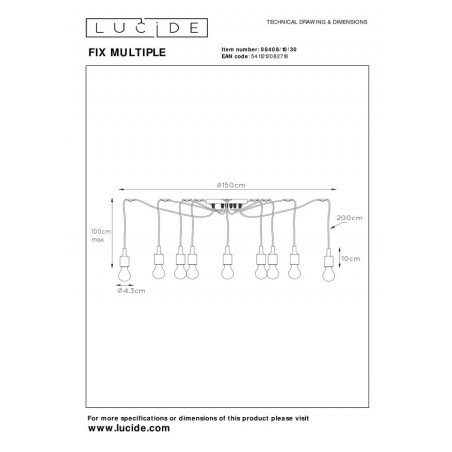Lucide Lampa wisząca nowoczesna FIX 08408/10/30 czarny