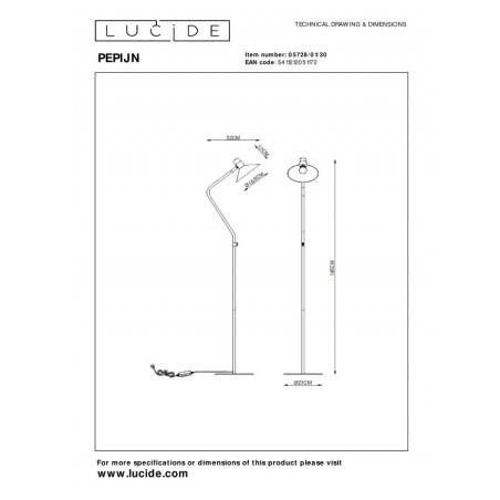 Lucide Lampa podłogowa PEPIJN 05728/01/30 czarny, złoty i odcienie złota