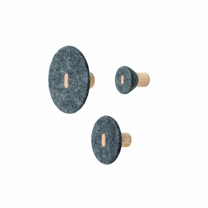 Blomus Zestaw 3 wieszaków ściennych, Gray Melange PELA