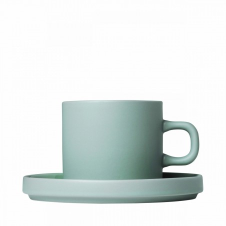 Blomus ZESTAW 2 KUBKÓW Z PODSTAWKAMI 200ML, PILAR MIRAGE GR