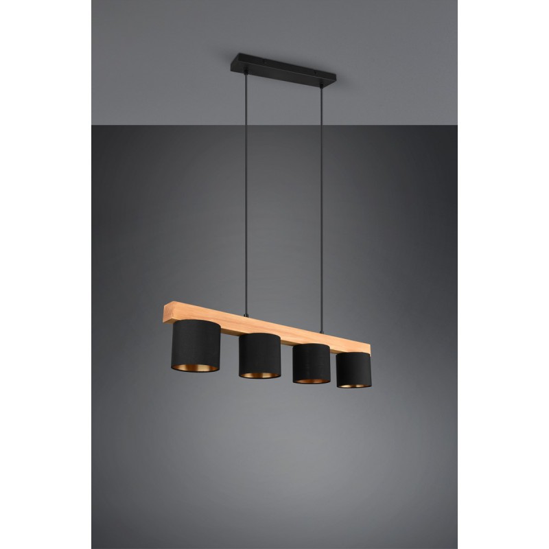 RL Lampa wisząca nowoczesna CAMERON R30654002 drewno jasne i ciemne, złoty i odcienie złota