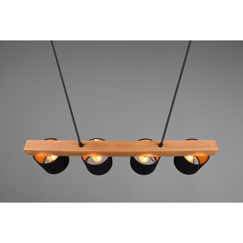 RL Lampa wisząca nowoczesna CAMERON R30654002 drewno jasne i ciemne, złoty i odcienie złota