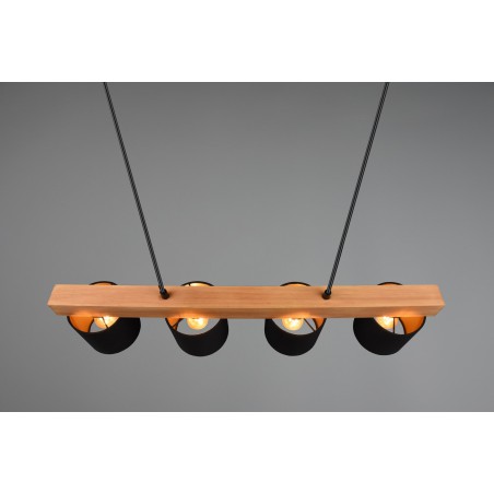 RL Lampa wisząca nowoczesna CAMERON R30654002 drewno jasne i ciemne, złoty i odcienie złota