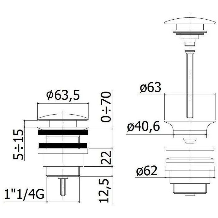 Paffoni Light Korek do umywalki uniwersalny...