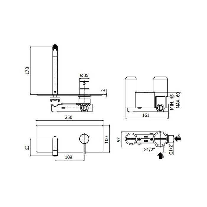 Paffoni Light Kompletna Bateria umywalkowa...