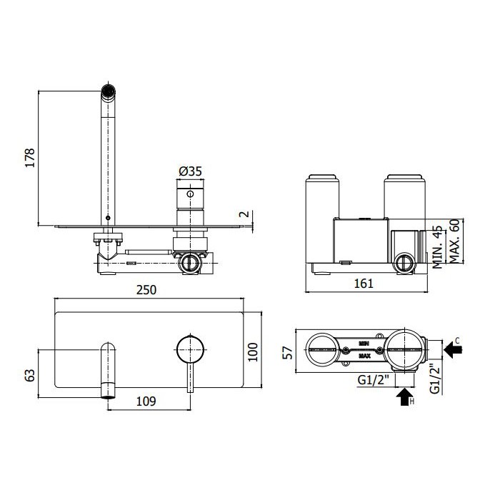 Paffoni Light Kompletna Bateria umywalkowa...